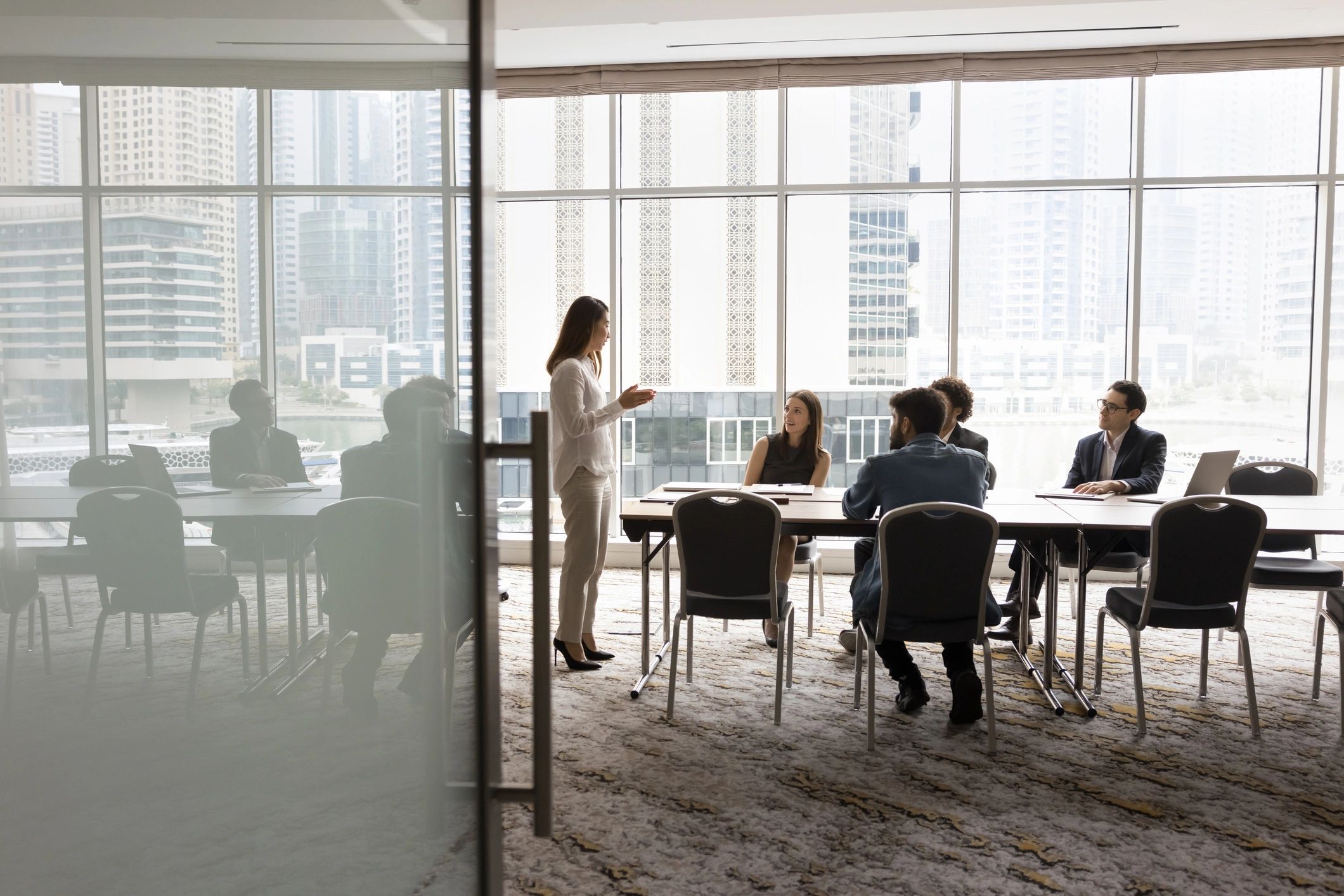 Business strategy meeting in a premium office setting